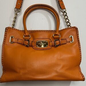 Michael Kors Orange Satchel with Gold Accents